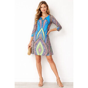 En Focus Studio Bright Geometric Shift Dress Size 6